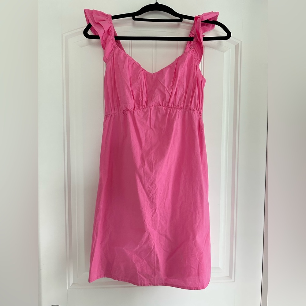 Pink Ruffle Sleeve Babydoll Dress